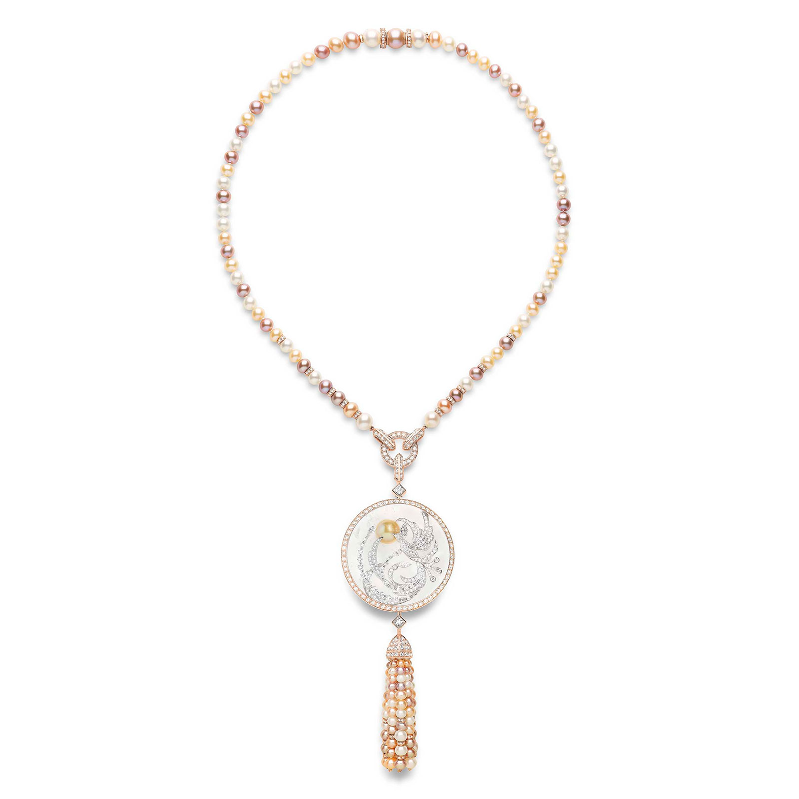 Racines Celeste transformable necklace with spinels, pearls, pink sapphires  and diamonds, Chaumet