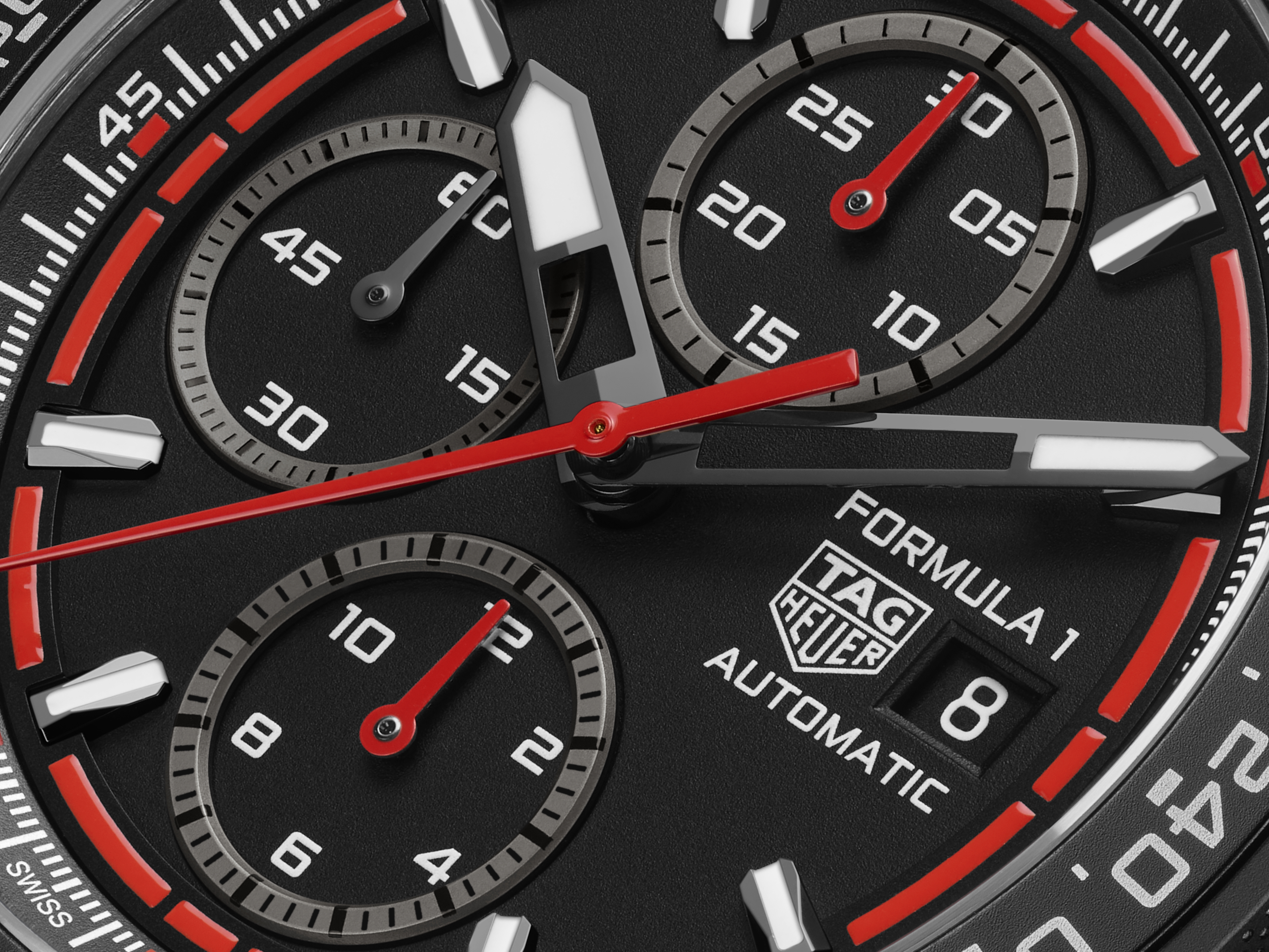 LVMH Watch Week - a close up of the watchface on the Tag Heuer Formula 1 Chronograph