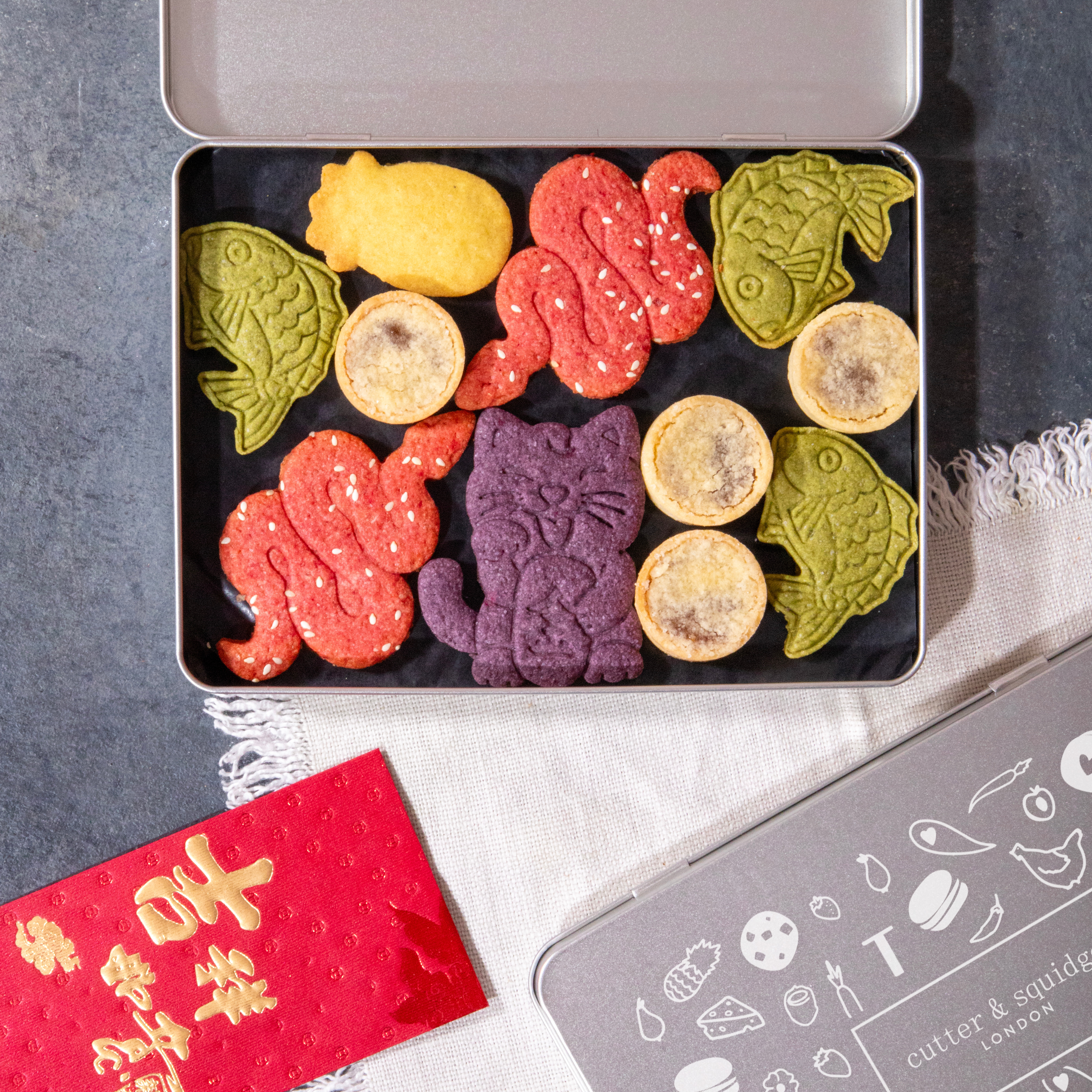 Luxury Chinese New Year of the Snake - Cutter and Squidge Auspicious Cookie Tin